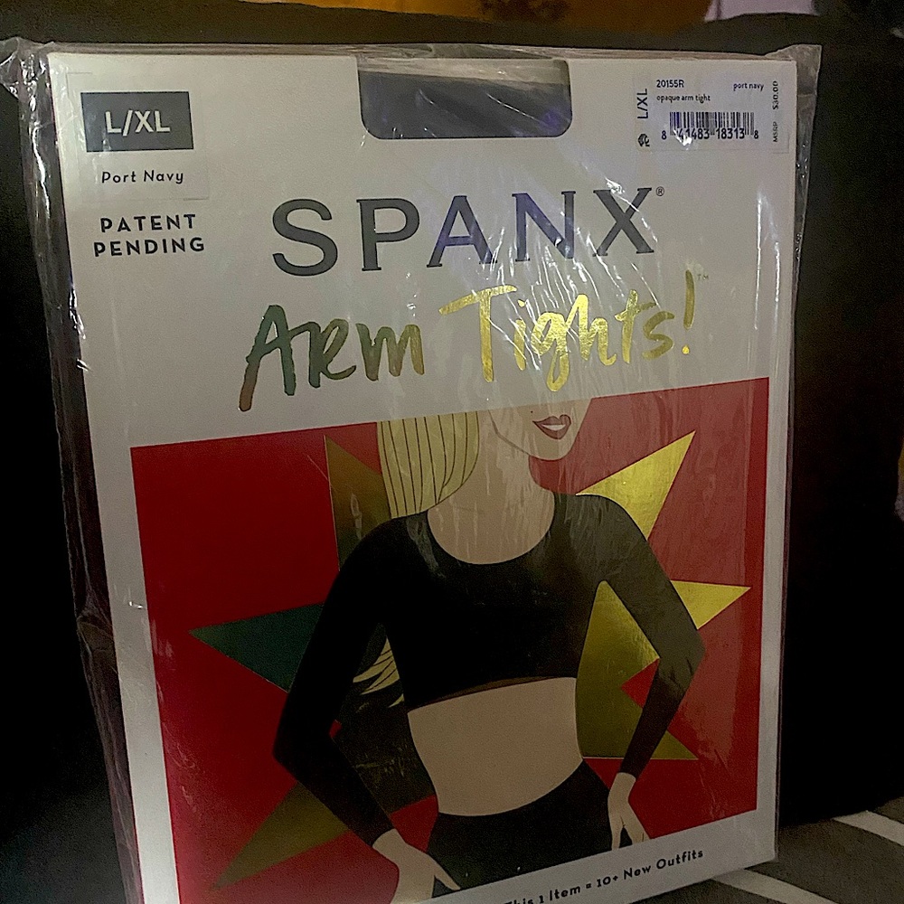 spanx arm tights navy l/xl new